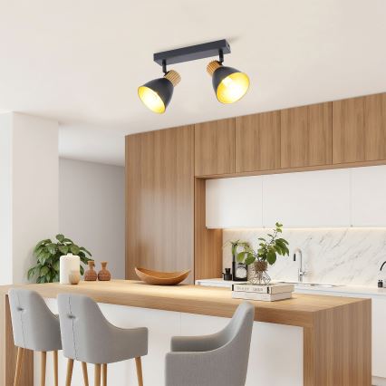 Brilagi - Spotlampa ODENSE 2xE14/10W/230V trä/svart