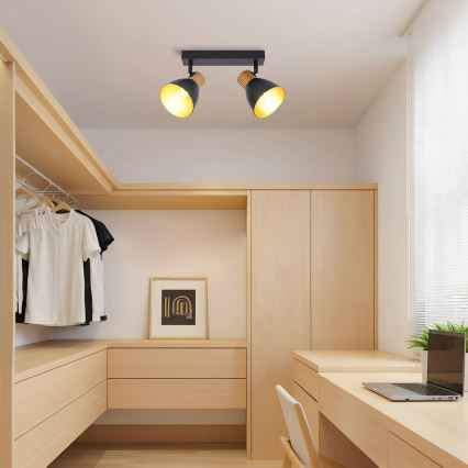 Brilagi - Spotlampa ODENSE 2xE14/10W/230V trä/svart