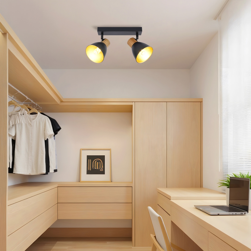 Brilagi - Spotlampa ODENSE 2xE14/10W/230V trä/svart