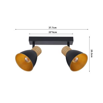 Brilagi - Spotlampa ODENSE 2xE14/10W/230V trä/svart