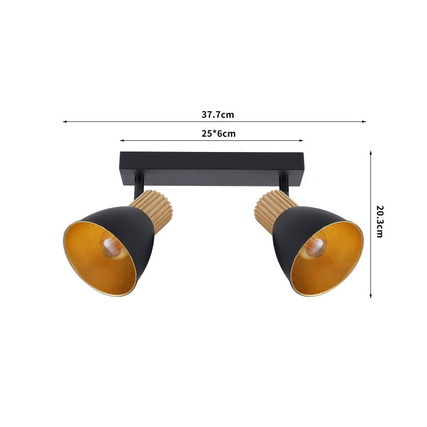 Brilagi - Spotlampa ODENSE 2xE14/10W/230V trä/svart