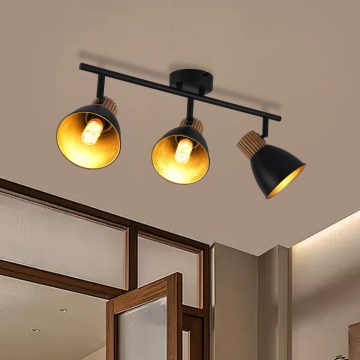 Brilagi - Spotlampa ODENSE 3xE14/10W/230V gummiträd/svart