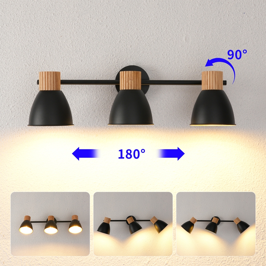 Brilagi - Spotlampa ODENSE 3xE14/10W/230V gummiträd/svart