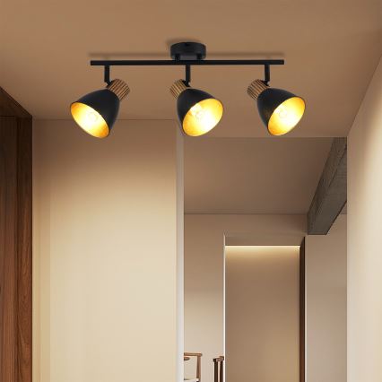 Brilagi - Spotlampa ODENSE 3xE14/10W/230V gummiträd/svart