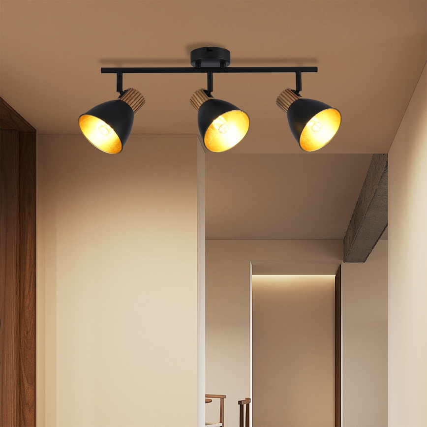 Brilagi - Spotlampa ODENSE 3xE14/10W/230V gummiträd/svart