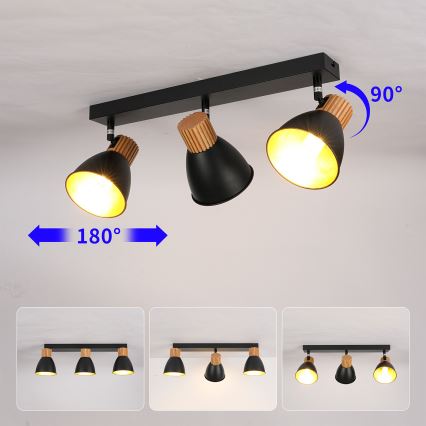 BRILAGI - Spotlampa ODENSE 3xE14/10W/230V trä/svart