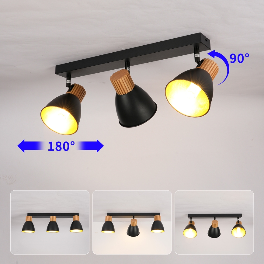 BRILAGI - Spotlampa ODENSE 3xE14/10W/230V trä/svart