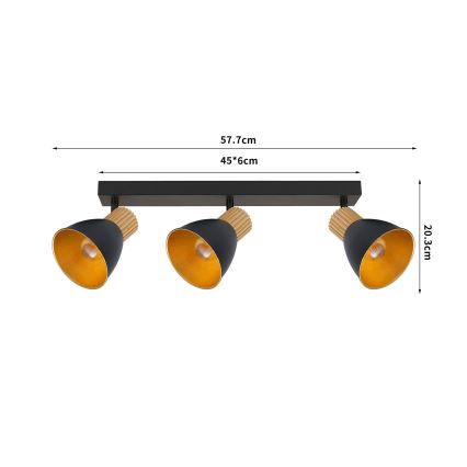 BRILAGI - Spotlampa ODENSE 3xE14/10W/230V trä/svart