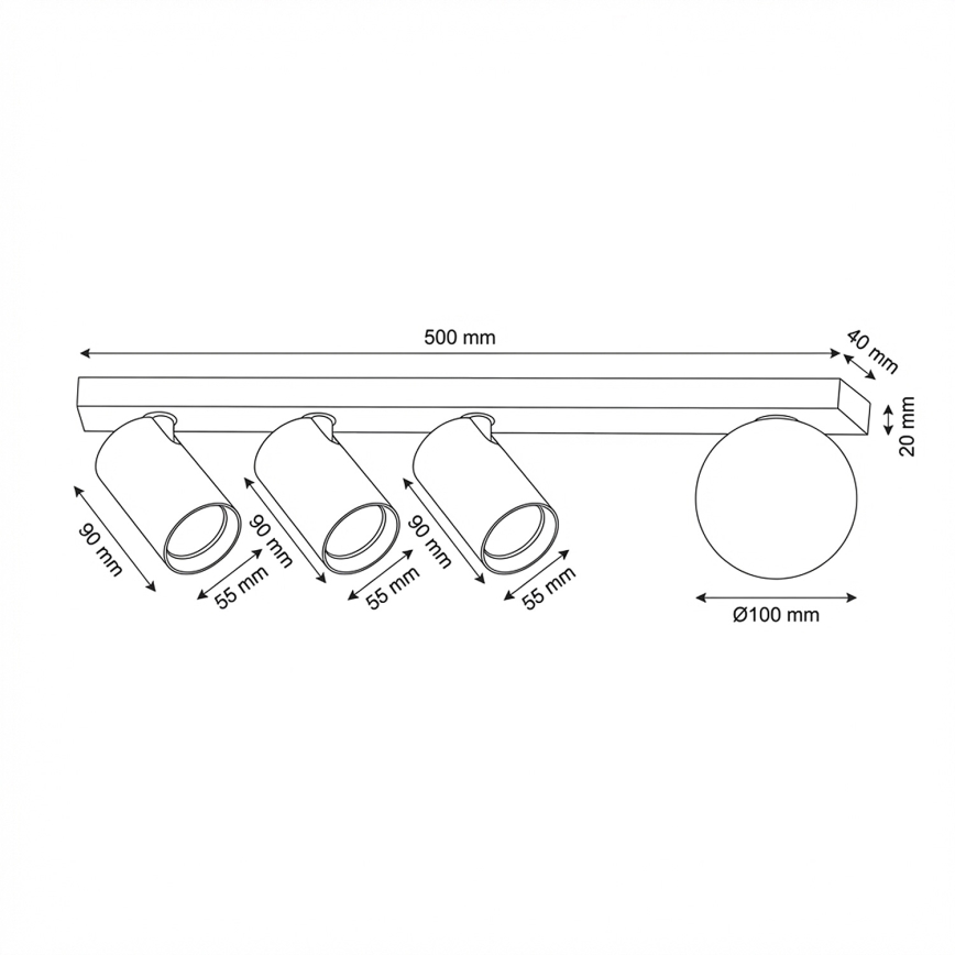 Brilagi - Spotlampa SELE BALL 3xGU10/30W/230V + 1xG9/10W svart