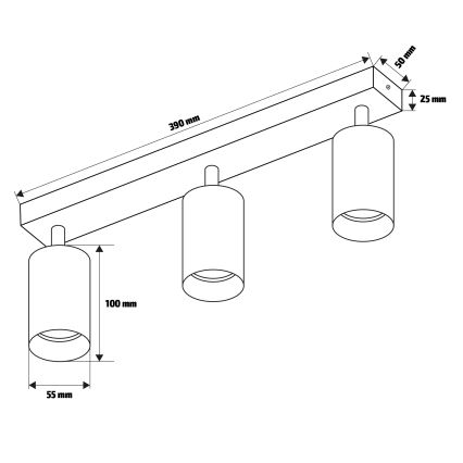Brilagi - Spotlampa SELE DIAMANT 3xGU10/30W/230V guldig