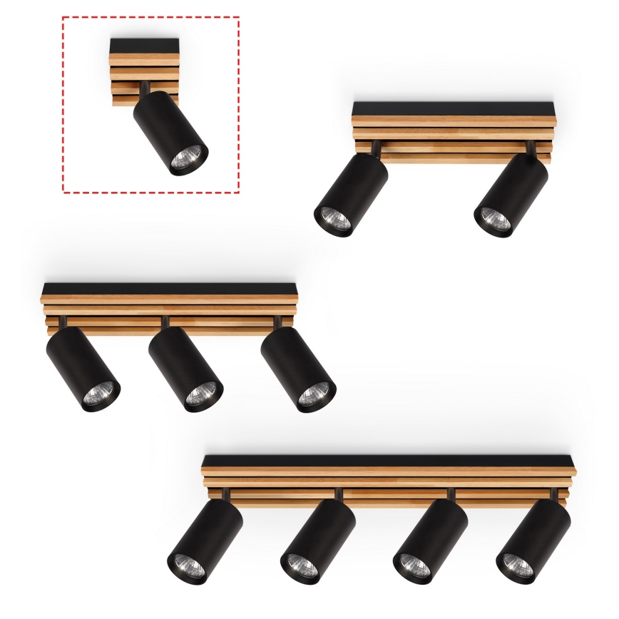 Brilagi - Spotlampa SELE WOOD 1xGU10/30W/230V svart/trä
