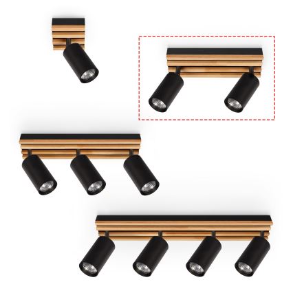 Brilagi - Spotlampa SELE WOOD 2xGU10/30W/230V svart/trä
