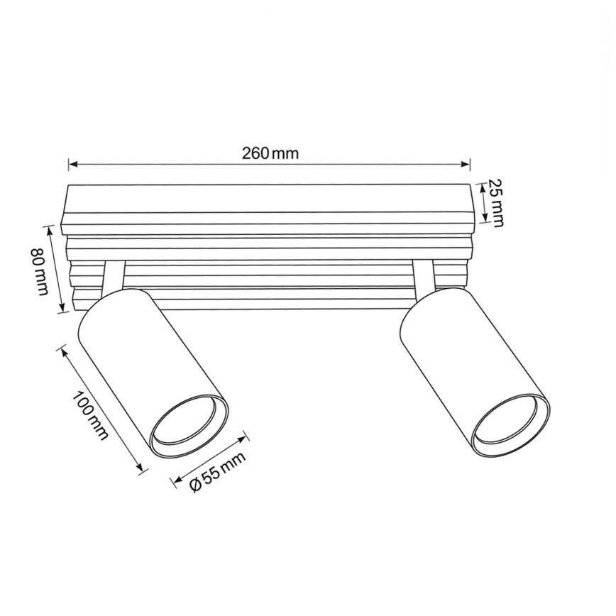 Brilagi - Spotlampa SELE WOOD 2xGU10/30W/230V svart/trä