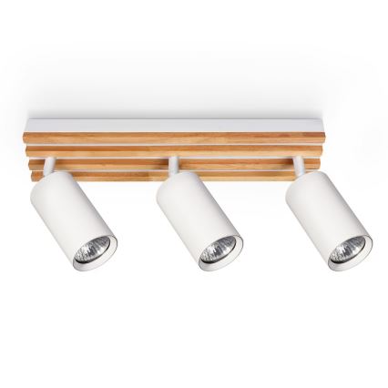 Brilagi - Spotlampa SELE WOOD 3xGU10/30W/230V vit/trä