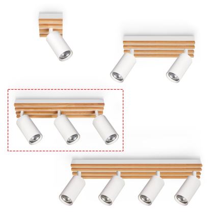Brilagi - Spotlampa SELE WOOD 3xGU10/30W/230V vit/trä