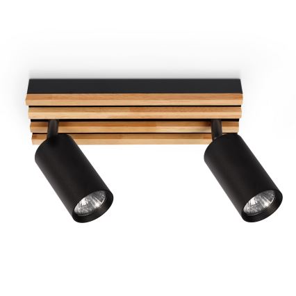 Brilagi - Spotlampa SELE WOOD ACOUSTIC 2xGU10/30W/230V svart/trä