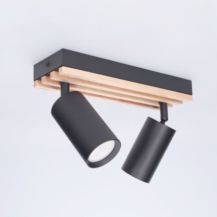 Brilagi - Spotlampa SELE WOOD ACOUSTIC 2xGU10/30W/230V svart/trä