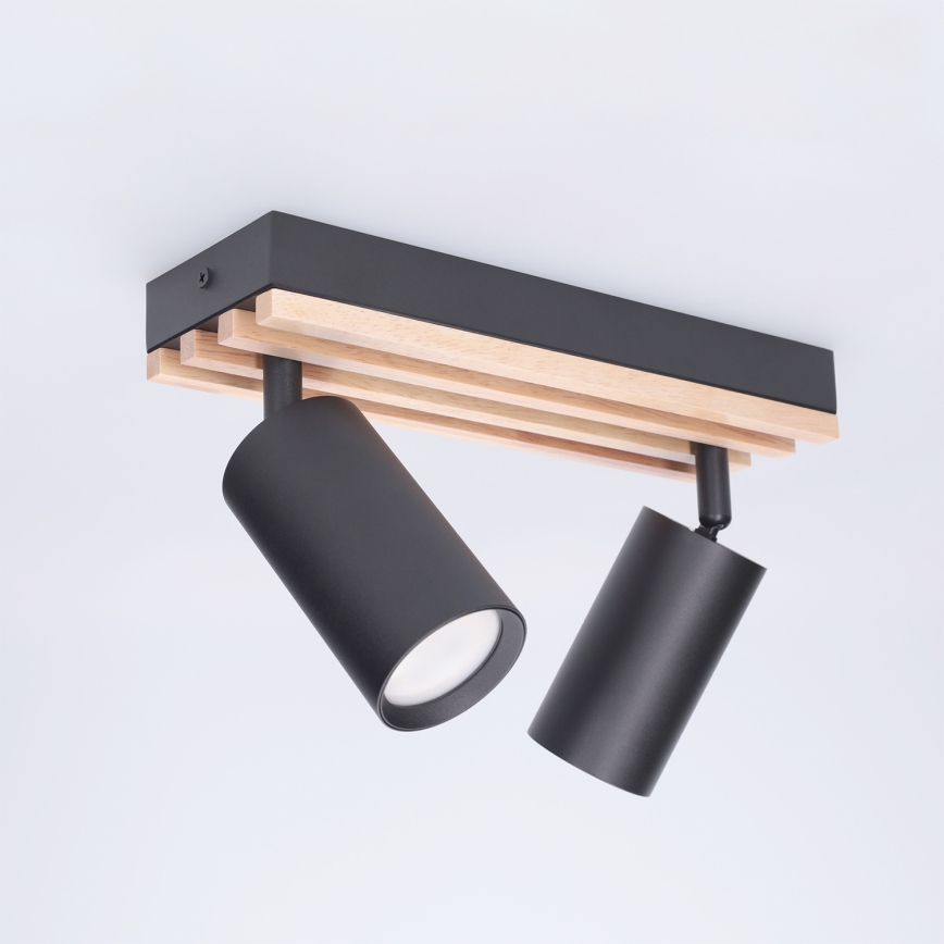Brilagi - Spotlampa SELE WOOD ACOUSTIC 2xGU10/30W/230V svart/trä