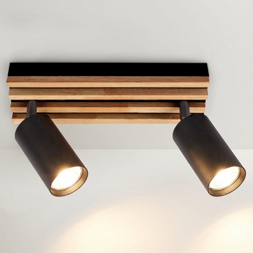 Brilagi - Spotlampa SELE WOOD ACOUSTIC 2xGU10/30W/230V svart/trä