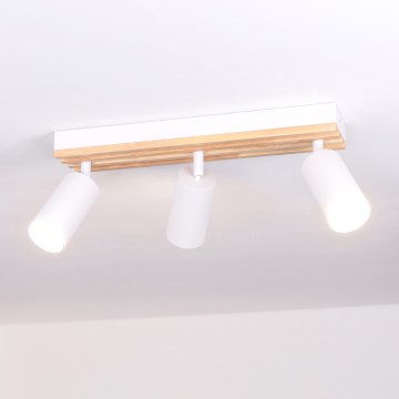 Brilagi - Spotlampa SELE WOOD ACOUSTIC 3xGU10/30W/230V vit/trä