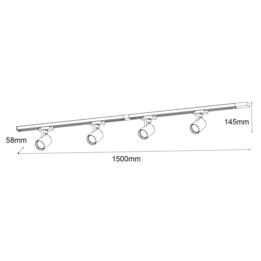 Brilagi - Spotlight i skensystem HUSKY 4xGU10/10W/230V svart