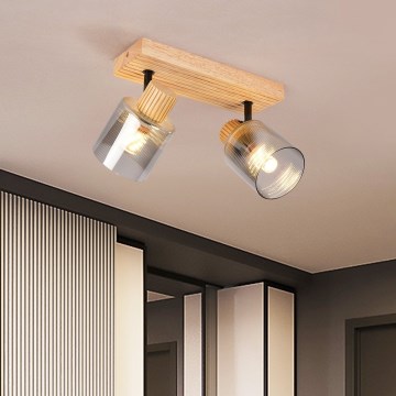 Brilagi - Spottarmatur HYGGE 2xE14/15W/230V trä/rökfärgad