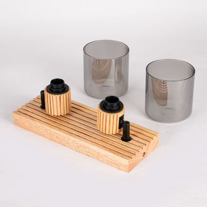 Brilagi - Spottarmatur HYGGE 2xE14/15W/230V trä/rökfärgad