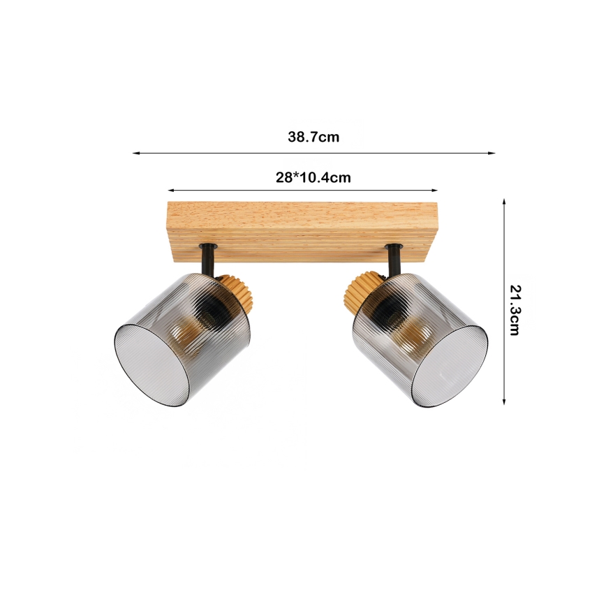 Brilagi - Spottarmatur HYGGE 2xE14/15W/230V trä/rökfärgad
