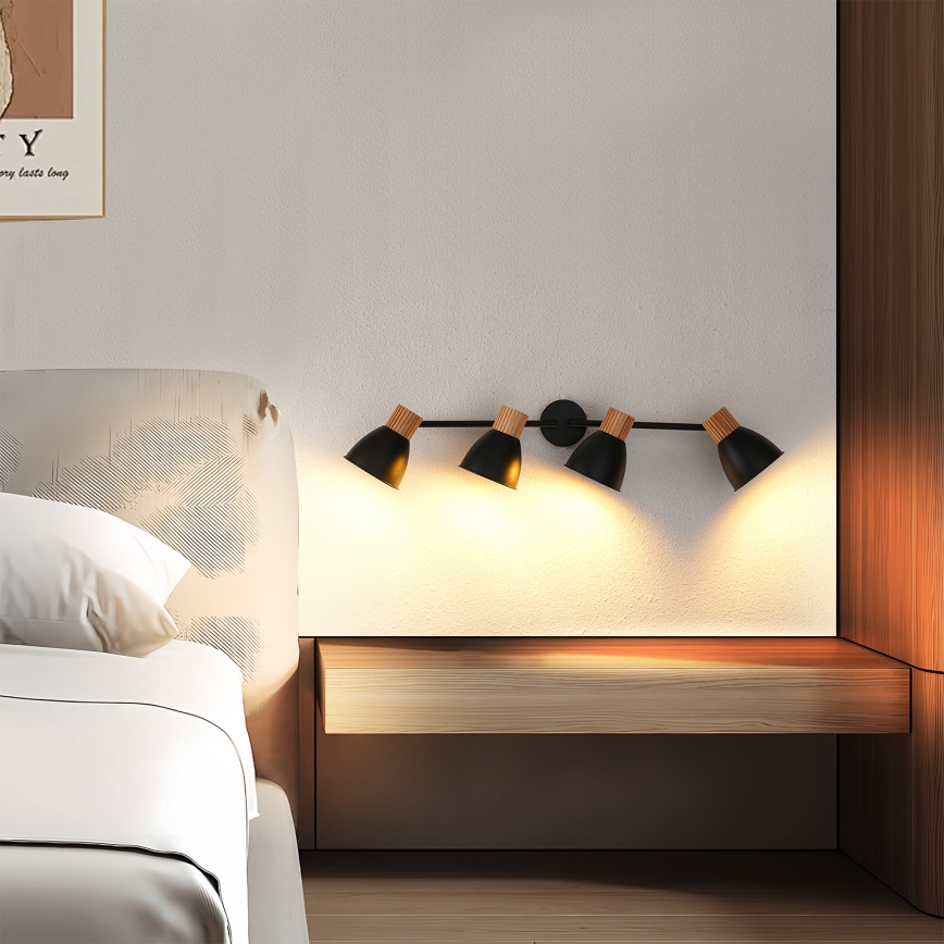 Brilagi - Spottarmatur ODENSE 4xE14/10W/230V trä/svart