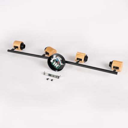 Brilagi - Spottarmatur ODENSE 4xE14/10W/230V trä/svart