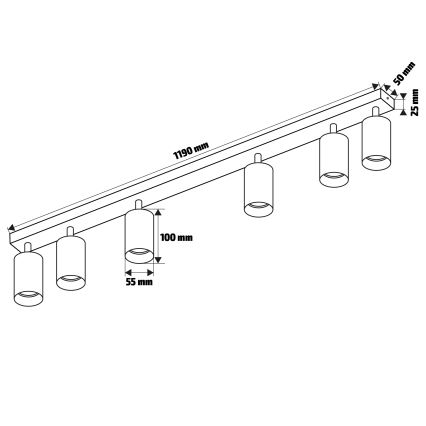 Brilagi - Spottarmatur SELE MODERN 6xGU10/30W/230V svart