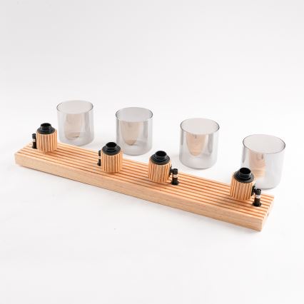 Brilagi - Spottlampa HYGGE 4xE14/15W/230V trä/rökfärgad