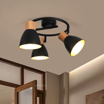 Brilagi - Spottlampa ODENSE 3xE14/10W/230V trä/svart