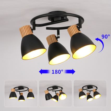 Brilagi - Spottlampa ODENSE 3xE14/10W/230V trä/svart