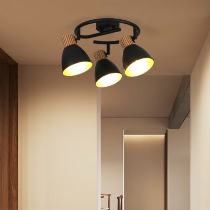 Brilagi - Spottlampa ODENSE 3xE14/10W/230V trä/svart