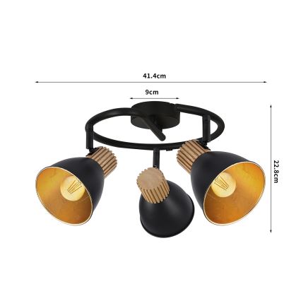 Brilagi - Spottlampa ODENSE 3xE14/10W/230V trä/svart