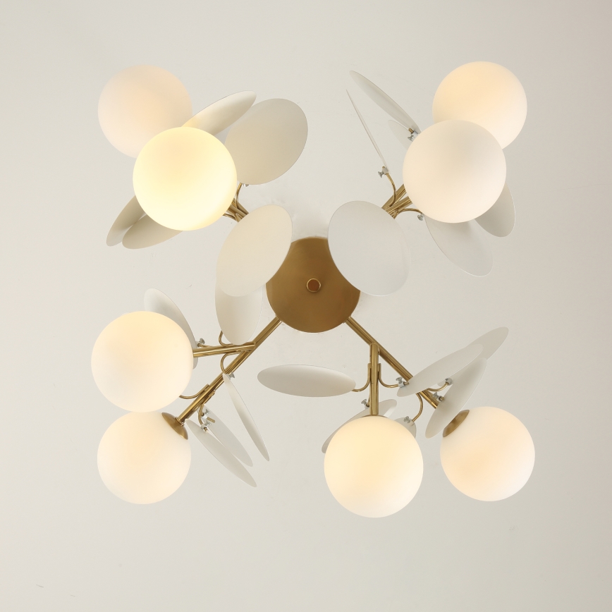 Brilagi - Stångmonterad taklampa BALMO 8xG9/9W/230V Ø 60 cm, guld/vit