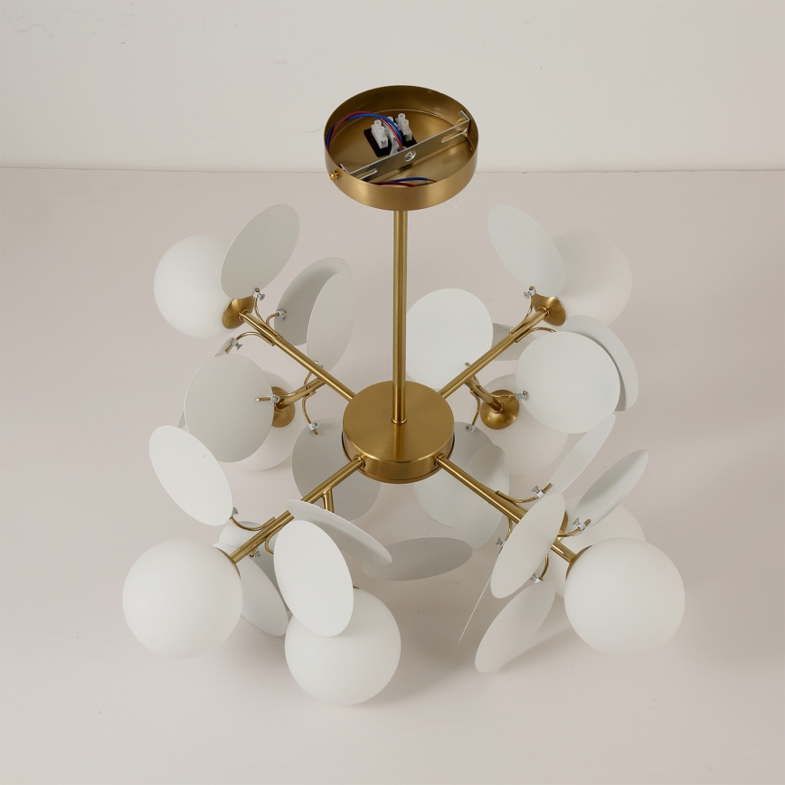 Brilagi - Stångmonterad taklampa BALMO 8xG9/9W/230V Ø 60 cm, guld/vit