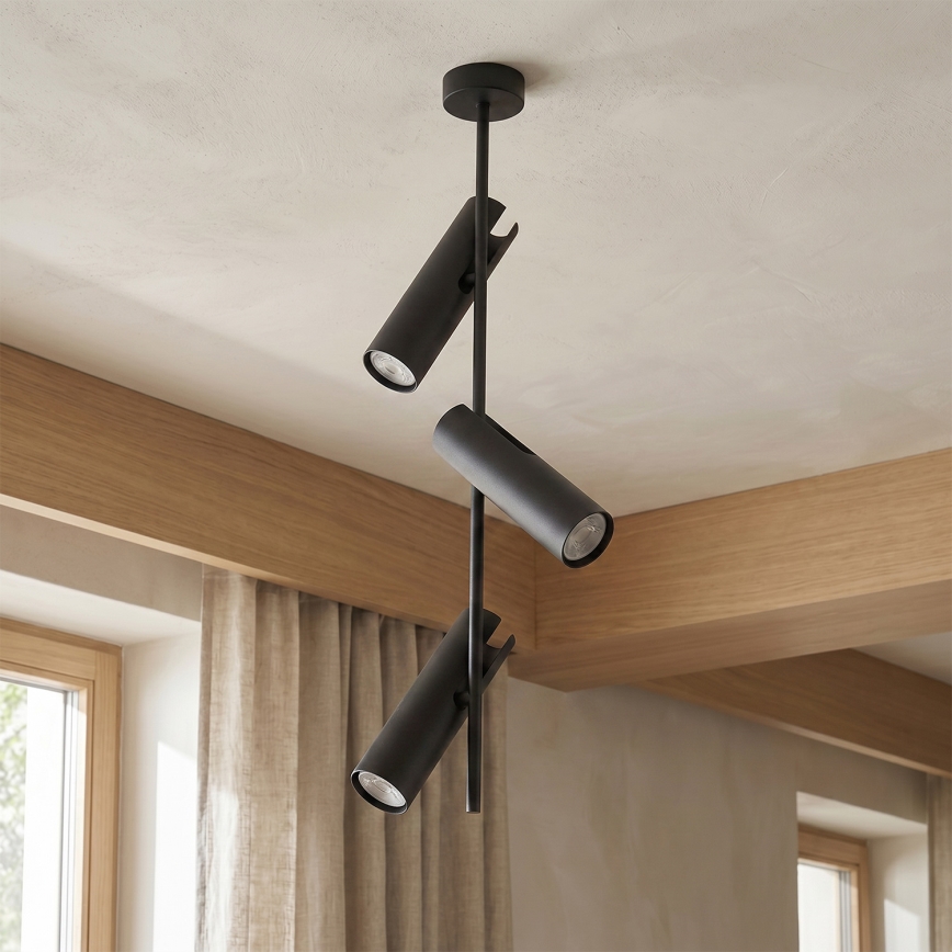 Brilagi - Stångmonterad taklampa BRANCH 3xGU10/30W/230V svart