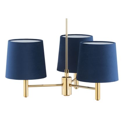 BRILAGI - Stångpendel MONTE 3xE27/60W/230V blå/guld