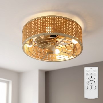 Brilagi - Takfläkt 4xE27/40W/230V Ø 50 cm bambu + fjärrkontroll