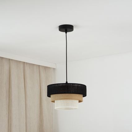 Brilagi - Taklampa ASPEN LUNETA 1xE27/15W/230V Ø 25 cm svart/beige/krämfärgad
