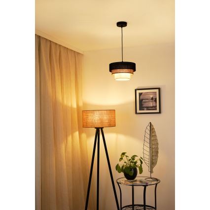 Brilagi - Taklampa ASPEN LUNETA 1xE27/15W/230V Ø 25 cm svart/beige/krämfärgad
