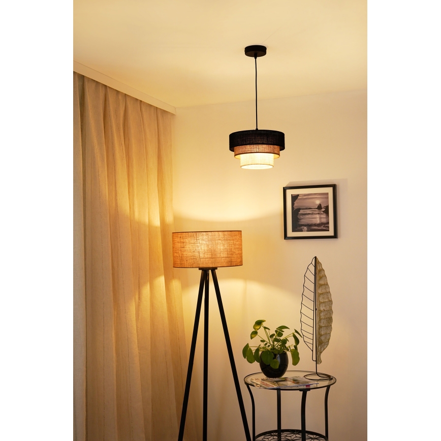 Brilagi - Taklampa ASPEN LUNETA 1xE27/15W/230V Ø 25 cm svart/beige/krämfärgad