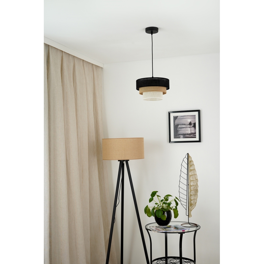 Brilagi - Taklampa ASPEN LUNETA 1xE27/15W/230V Ø 25 cm svart/beige/krämfärgad