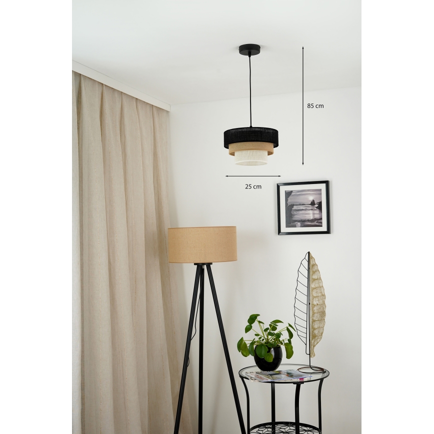 Brilagi - Taklampa ASPEN LUNETA 1xE27/15W/230V Ø 25 cm svart/beige/krämfärgad