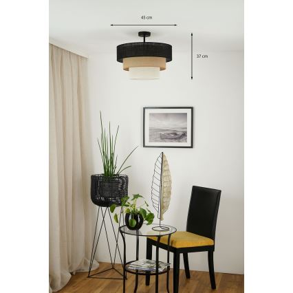 Brilagi - Taklampa ASPEN LUNETA 1xE27/15W/230V Ø 45 cm svart/beige/krämvit