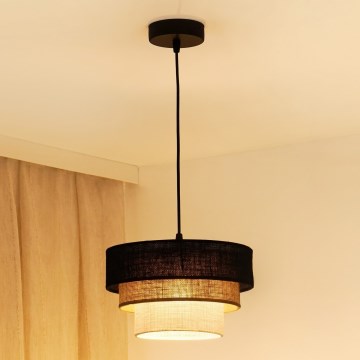 Brilagi - Taklampa ASPEN LUNETA 1xE27/15W/230V Ø 25 cm svart/beige/krämfärgad