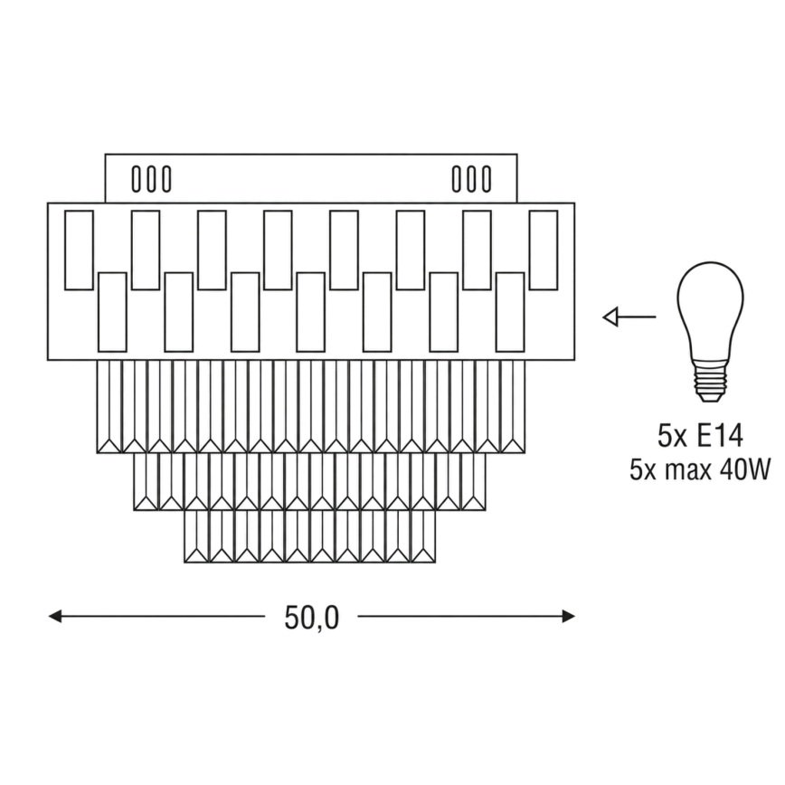 BRILAGI - Taklampa AURELIA 5xE14/40W/230V Ø 50 cm svart