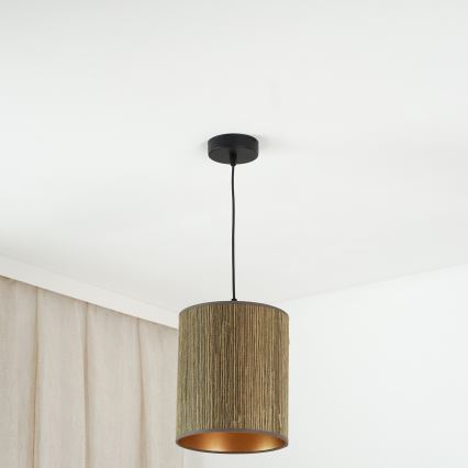Brilagi - Taklampa BOSTON ROLLER 1xE27/15W/230V Ø 21 cm halm brun/guld